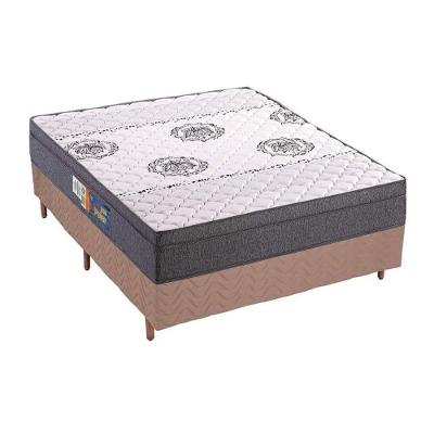 Cama Box Casal Bordado Brown Euro Pillow Espuma D45 Suede Cinza Bege Colchões Polar