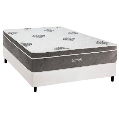 Cama Box Casal Essential Euro Pillow Molas Ensacadas Courino Branco a Costa Rica