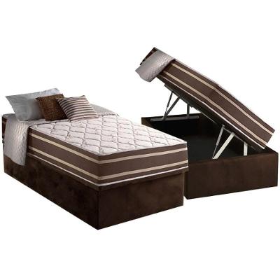 Cama Box Baú Solteiro Molas Ensacadas D26 Euro Pillow 88x188CM Marrom Anjos