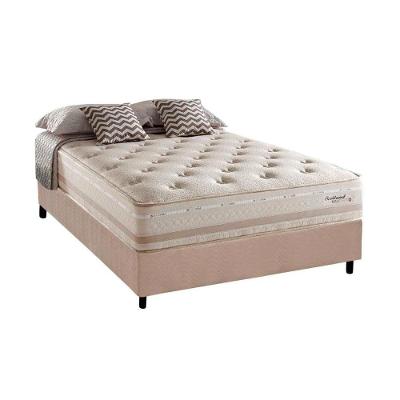 Cama Box Casal Kit Suede Clean Scotland Euro Pillow Molas Ensacadas Bege Herval