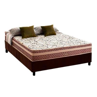 Cama Box com Colchão Casal Suede Brown Pillow Top Molas Bonnel Marrom Herval