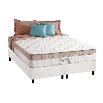 Cama Box com Colchão King Corano White Euro Pillow Molas Ensacadas Bege Anjos