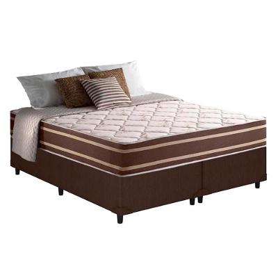 Cama Box com Colchão King Corano Brown Duo Sono Molas Ensacadas Marrom Anjos
