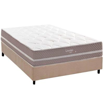 Cama Box com Colchão Casal Suede Clean Pillow Top Molas Ensacadas Tecido Bege Herval