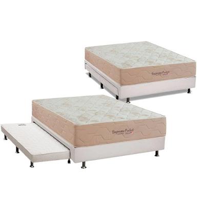 Cama Box com Colchão Casal Supreme com Cama Auxiliar Molas Ensacadas Branco Ortobom