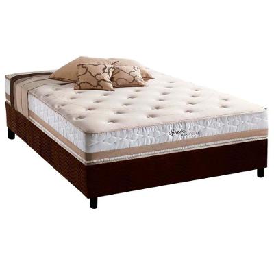 Cama Box com Colchão Casal Molas Maxspring Spain Pillow Top Ensacadas Suede Marrom Herval