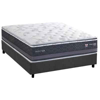 Cama Box com Colchão Casal Suede Gray Euro Pillow Molas Ensacadas Tecido Suede Cinza Herval