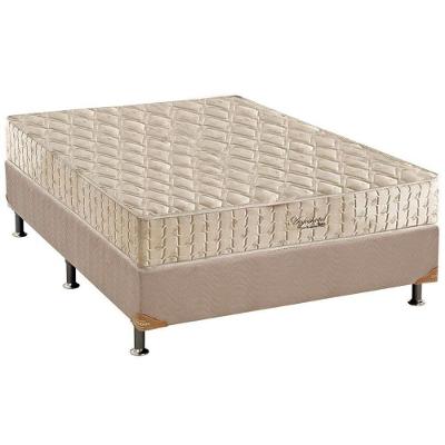 Cama Box com Colchão Casal Suede Clean Molas Ensacadas Tecido Suede Bege Anjos