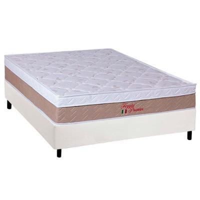 Cama Box com Colchão Casal Corano White Pillow Top Ortopédico Tecido Bege Orthoflex
