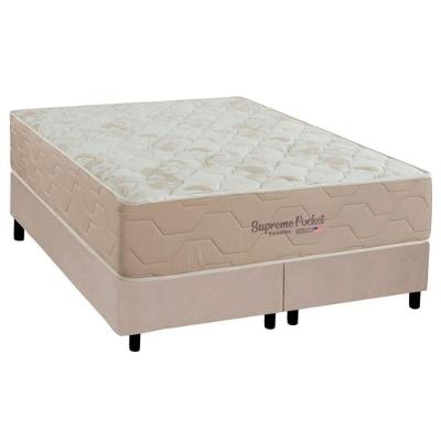 Cama Box com Colchão Queen Supreme Molas Ensacadas Courino Bege a Costa Rica