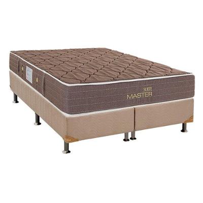 Cama Box com Colchão Queen Suede Clean Pillow Top Molas Bonnel Tecido Bege Herval