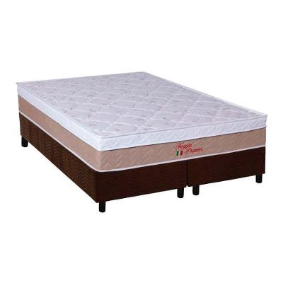 Cama Box com Colchão Queen Suede Brown Euro Pillow Ortopédico D28 Marrom Bege Orthoflex