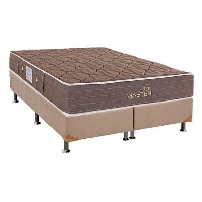 Cama Box com Colchão Queen Physical Suede Clean Pillow Top Molas Bonnel Bege Herval