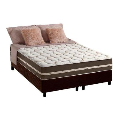 Cama Box com Colchão Queen Molas Bonnel Classic Anjos Pillow Top Suede Marrom Anjos