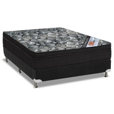 Cama Box com Colchão Casal Physical Suede Black Euro Pillow Molas Ensacadas Tecido Preto Ortobom