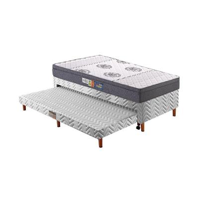 Cama Box com Colchão Solteiro D45 Pérola Espuma Matelassê Cinza Colchões Polar