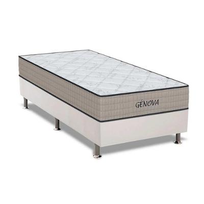 Cama Box com Colchão Solteiro Genova Espuma D45 Tecido Matelassê Branco Orthoflex