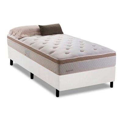 Cama Box com Colchão Solteiro Corano White Euro Pillow Molas Ensacadas Tecido Branco Herval