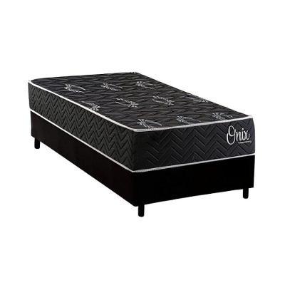 Cama Box com Colchão Solteiro Corano Black Pillow Top Ortopédico Matelassê Preto Kappesberg