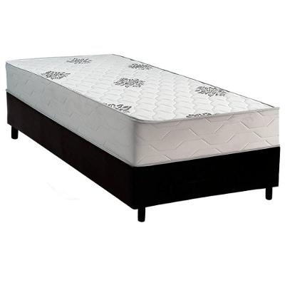 Cama Box com Colchão Solteiro Comfort Ortopédico Anatômico Tratamento Antiácaro Tecido Malha Preto