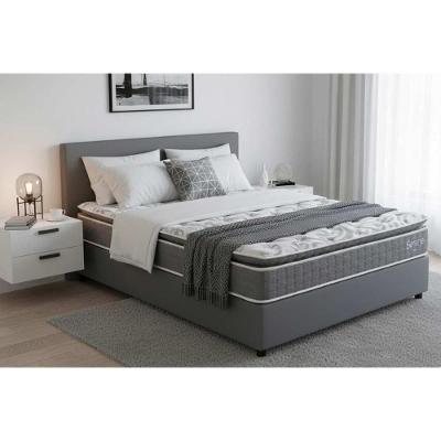 Cama Box com Colchão Casal Corano Gray Pillow Top Molas Ensacadas Tecido Cinza Kappesberg