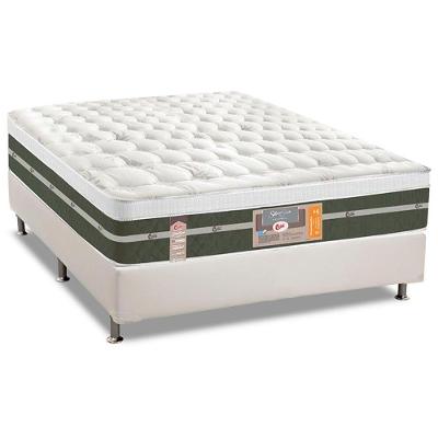 Cama Box com Colchão Casal Corano White Euro Pillow Molas Bonnel Tecido Liso a Costa Rica