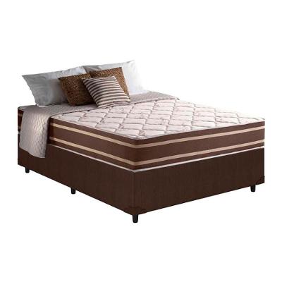Cama Box com Colchão Casal Corano Brown Euro Pillow Molas Ensacadas Courino Marrom Anjos