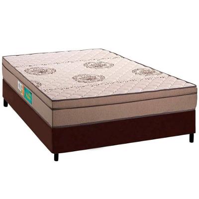 Cama Box com Colchão Casal Corano Brown Euro Pillow Espuma D33 Bege Colchões Polar