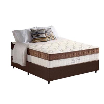 Cama Box com Colchão Casal Corano Brown Euro Pillow Molas Ensacadas Courino Marrom Anjos