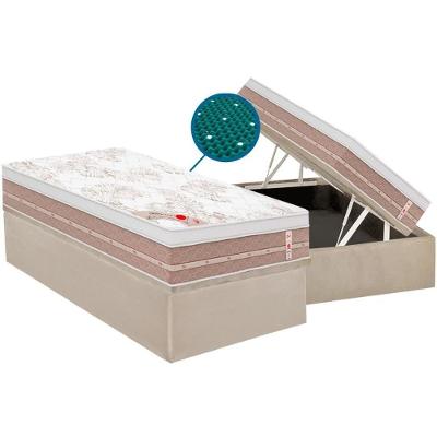 Cama Box com Baú Solteiro Corano Clean Euro Pillow Molas Bonnel Courino Bege a Costa Rica