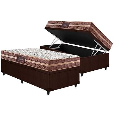 Cama Box com Baú Solteiro Corano Brown Euro Pillow Ortopédico Courino Marrom Herval