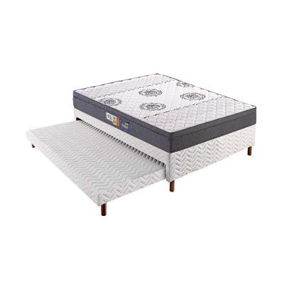 Cama Box com Colchão Casal Sommier White Dupla Face D45 Espuma Pérola Tecido Cinza e Branco Colchões