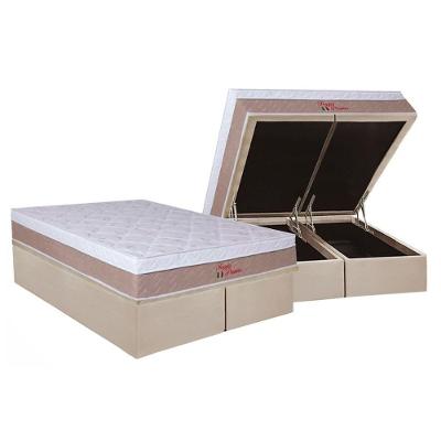Cama Box com Baú Queen Suede Clean Pillow Top Ortopédico D28 Tecido Bege Orthoflex