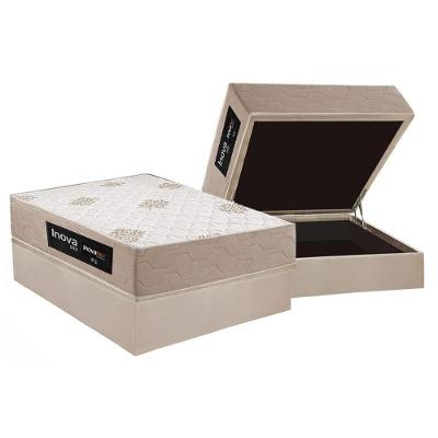 Cama Box com Baú Casal Ortopédico D33 Inova Plus Ortopillow Colchão Anatômico Bege Inovaflex