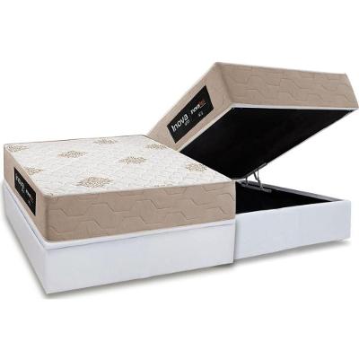 Cama Box com Baú Casal Ortopédico D33 Inova Plus Double Face Tecido Liso Branco Inova