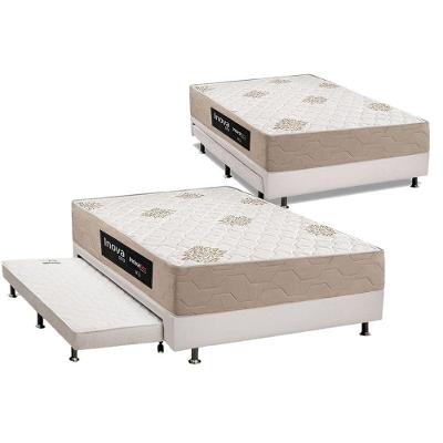 Cama Box com Colchão Casal Ortopédico Plus com Cama Auxiliar D33 Branco Inova