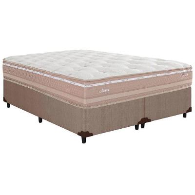 Cama Box com Colchão Queen Corano Clean Euro Pillow Molas Ensacadas Bege Herval
