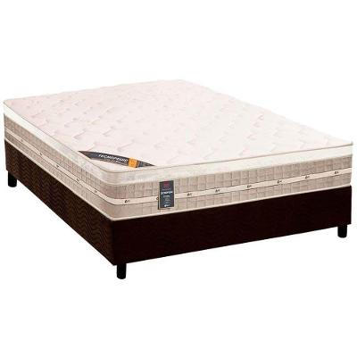 Cama Box com Colchão Casal Suede Brown Euro Pillow Molas Bonnel Marrom a Costa Rica