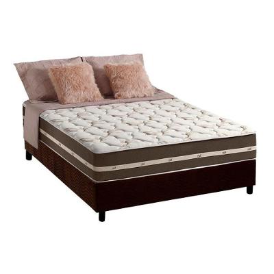Cama Box com Colchão Casal Suede Brown Euro Pillow Molas Bonnel Marrom Anjos