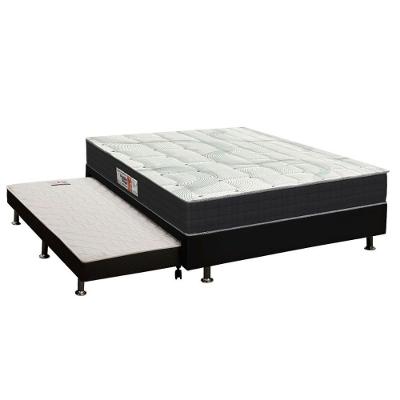 Cama Box com Colchão Casal Revolution Corano Black Pillow Top Espuma D28 Preto Orthoflex
