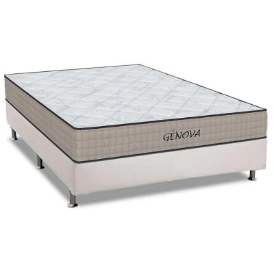 Cama Box com Colchão Casal Genova D45 Espuma Antiácaro Tecido Branco Orthoflex