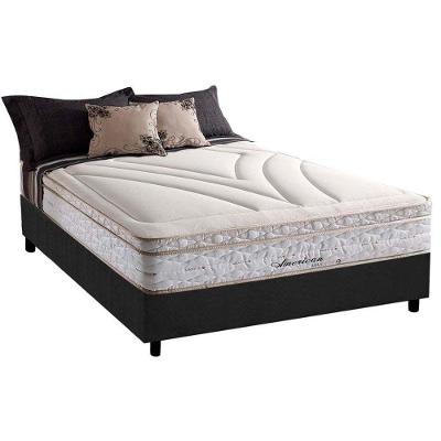 Cama Box com Colchão Casal Maxspring American Euro Pillow Molas Ensacadas Suede Cinza Herval