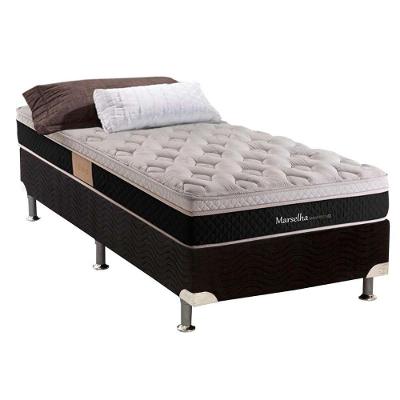Cama Box com Colchão Solteiro Suede Black Euro Pillow Molas Ensacadas Preto Herval