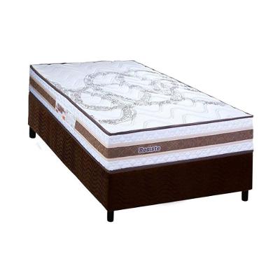 Cama Box Solteiro Paropas Resiste Hotel Douface Espuma D45 Malha Bege e Marrom Colchão Paropas