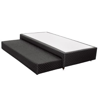 Cama Box Solteiro MH1453 Black com Cama Auxiliar Molas Ensacadas Tecido Bordado Preto Herval