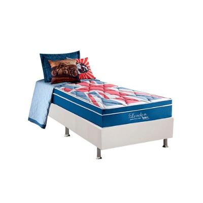 Cama Box com Colchão Solteiro London Euro Pillow Molas Ensacadas Tecido Antiácaro Anjos