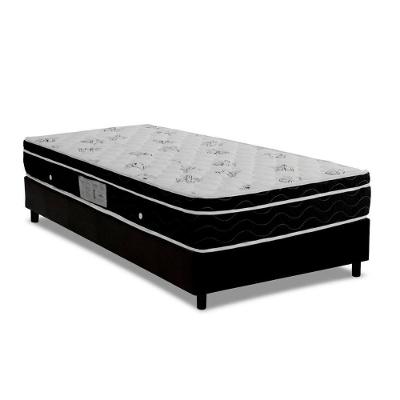Cama Box Solteiro Molas Nanolastic Physical Euro Pillow Ensacadas Courino Preto Ortobom