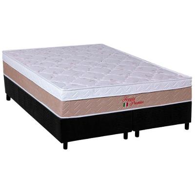 Cama Box Queen Suede Black Euro Pillow Ortopédico D28 Bege Orthoflex