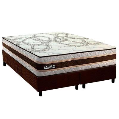Cama Box King Suede Brown Euro Pillow Espuma D45 Tecido Liso Marrom Colchão Paropas
