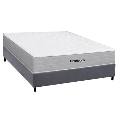 Cama Box com Colchão Casal Plenno Pillow Top Molas Ensacadas Tecido Cinza Ortobom